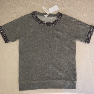 J. Crew Grey Top with Beads